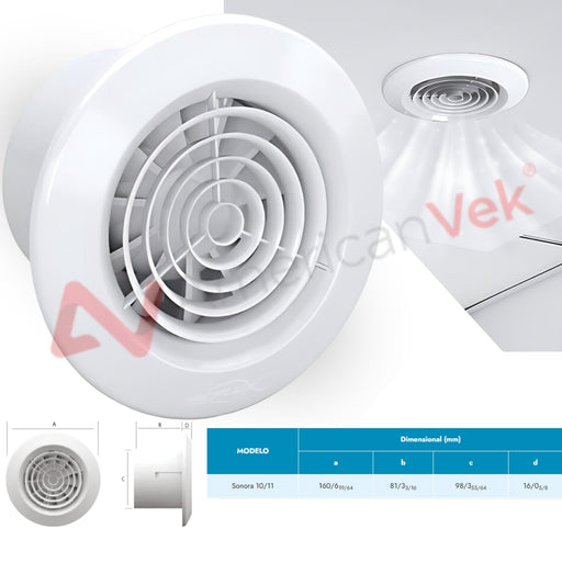 Exaustor Sicflux Redondo Axial SONORA 11 - 100mm - 130m³/h (Bivolt)