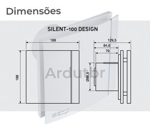 Kit Vento Exaustor Banheiro Silencioso Design 100mm