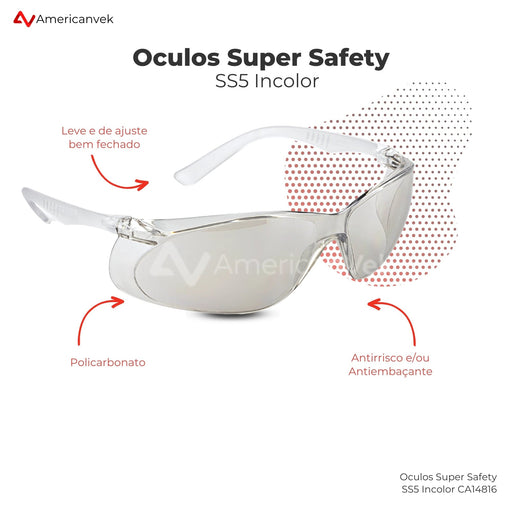 Oculos de Proteção Incolor Super Safety SS5