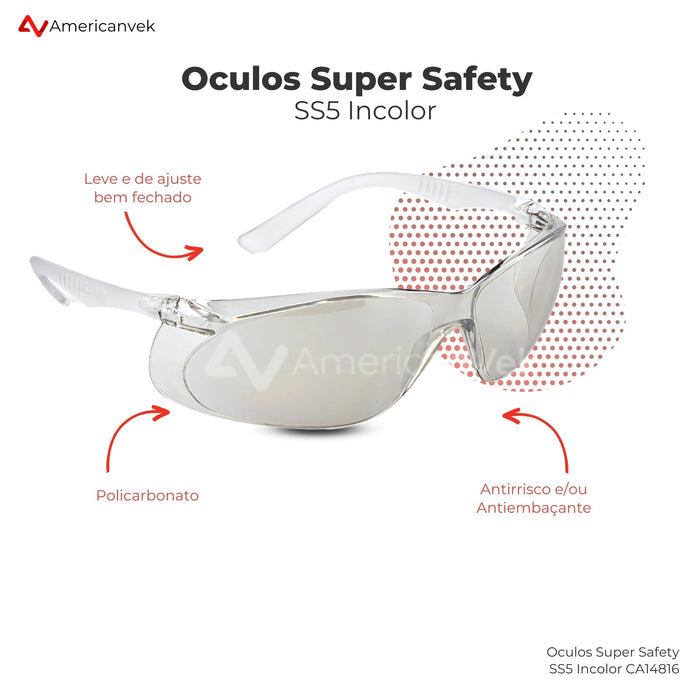 Oculos de Proteção Incolor Super Safety SS5