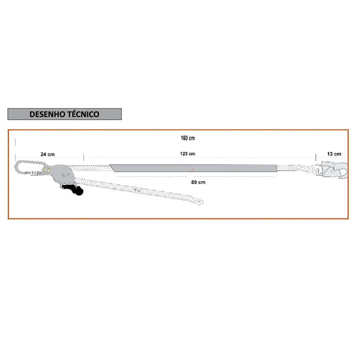 Talabarte de Posicionamento em Corda e Regulador Inox 805218 PAROI