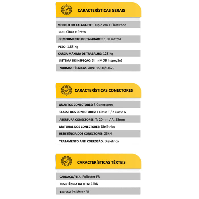 Talabarte de Segurança Duplo em Y VICSA – Retardante a Chamas e Certificado NR 35 VIC26806